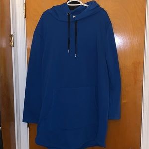Royal blue sweatshirt hoodie tunic